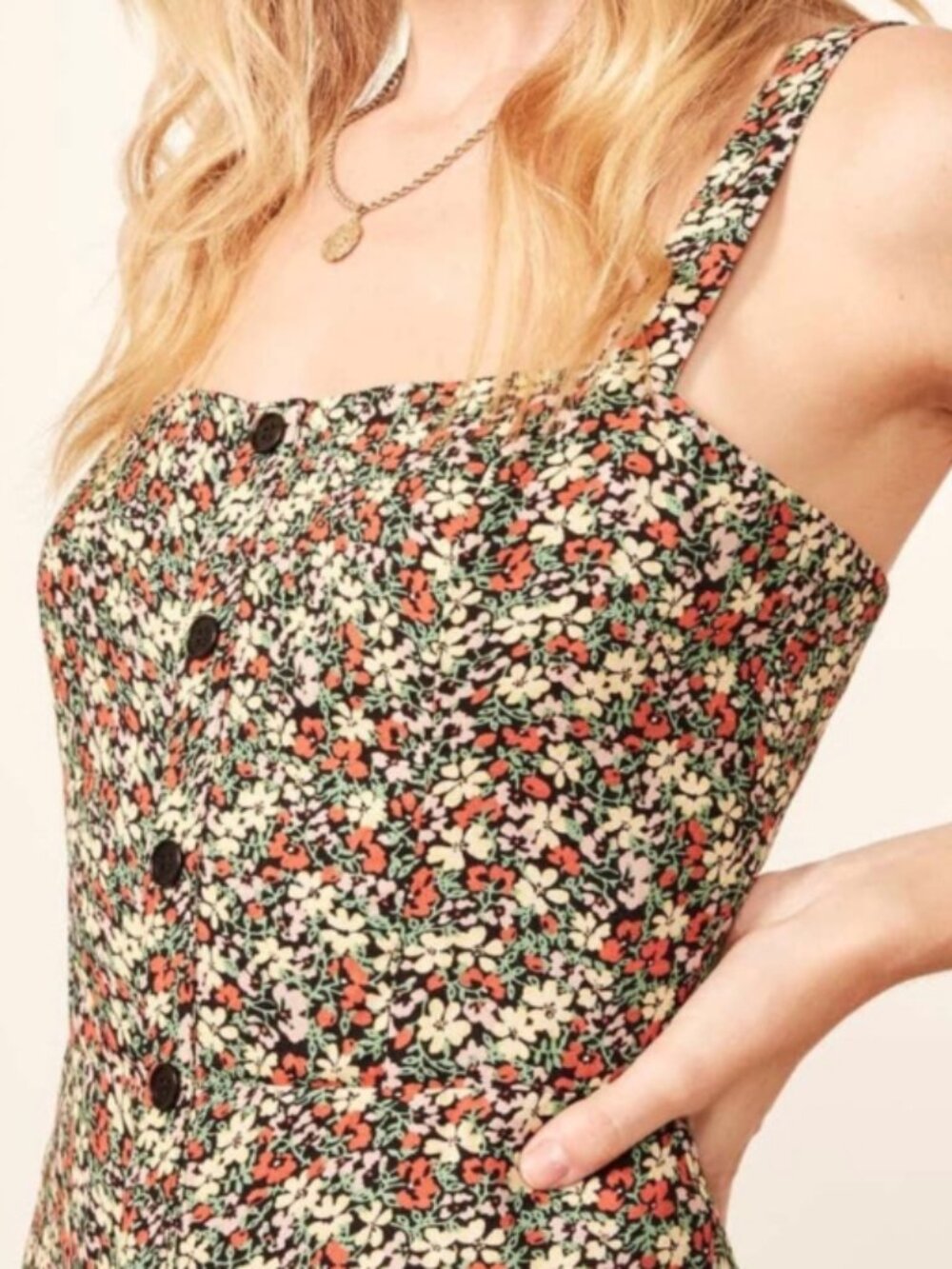 Reformation Persimmon Ditsy Floral Midi Dress Size 8